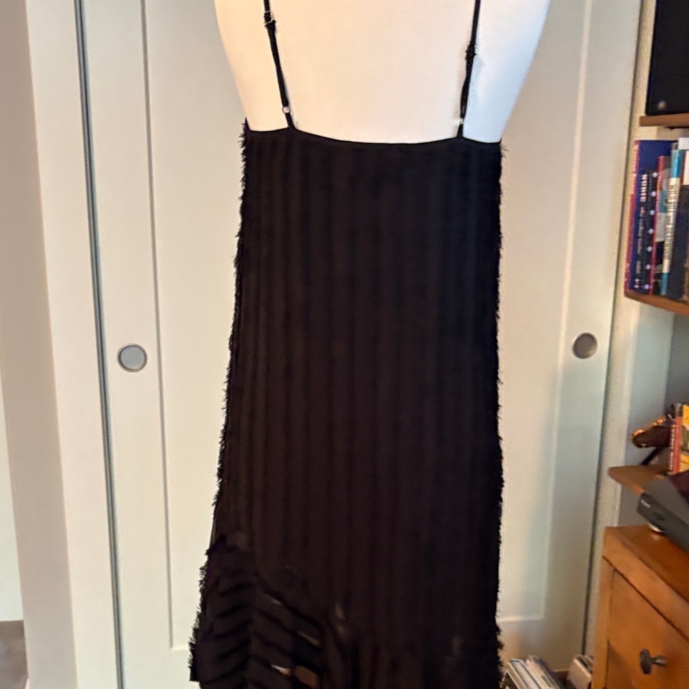 Anthropologie Black mini dress with texture and asymmetrical hen.Textured Skirt - Picture 7 of 12